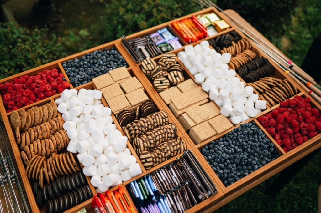 Smores galore! Check out this spread of options for smores at your wedding venue