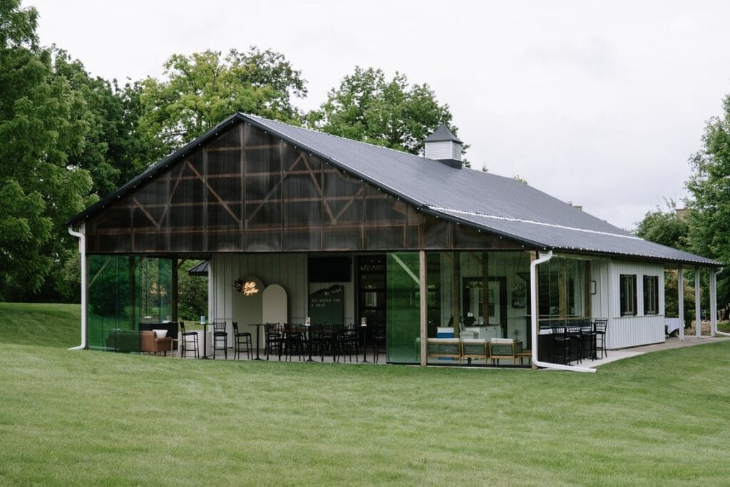 Modern Barn vs. Traditional Barn: Finding Your Perfect Barn Wedding Locations in the Twin Cities. Our modern barn with attached glass atrium is the perfect spot for your cocktail hour.